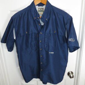 Drake Men’s Waterfowl Navy Blue Short Sleeve Shirt Vented Outdoor Medium